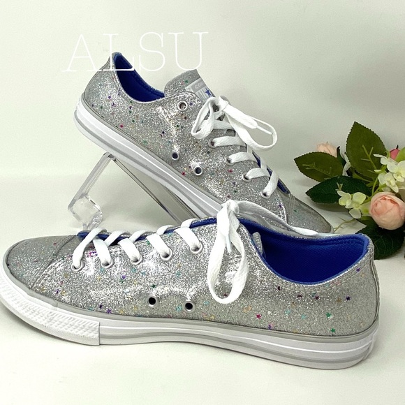 Converse 🔥SALE!🔥 Ctas Low Top Silver ✨ Stars AUTHENTIC Sneaker Women's 665107С - Picture 3 of 7
